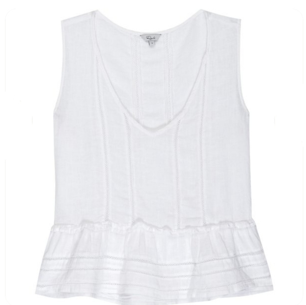 Rails Mira White Linen Blend Open-Embroidered Ruf… - image 5